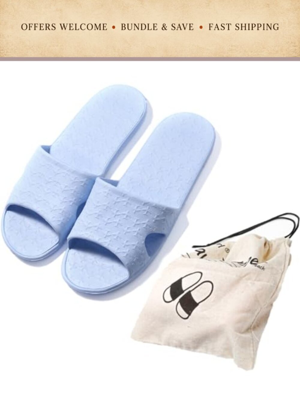 Foldable Travel Slippers Slides Non-Slip Quick-Dry EVA Unisex Shower Shoes with